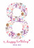 Cute 8th Birthday Card - For Niece - Illustrations created by Rulu