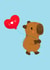 Cute Love Card to Significant Other - Capybara with a heart balloon " love you" created by Juliana Motzko