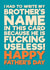 Funny Father's Day Card - Useless Brother created by Blind Faith