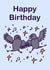 Quirky pair of dancing pothos birds - birthday card created by Weird Is The Best