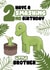 Cute 2nd Birthday Card - For A Little Brother - Dinosaurs created by @Cupsie's Creations
