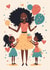 Cute Birthday Card - Black Woman Celebrating - Balloons created by Dorinda Martin