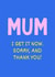 Funny Mother’s Day Card – Humorous & Witty Mum Card for Mum or Stepmum created by Tickled Prints