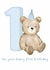 Cute Birthday Card - 1st - Teddy Bear created by Doodles by Doodle