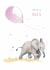 Cute Baby Girl Card - It's a Girl - Baby Elephant with Pink Balloon created by Paper Shed Design