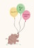 Cute First Father’s Day Card - 1st Fathers Day - Elephant Balloons created by Sophie Kent Illustration