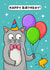 Funny Birthday Card - Cat - Popped Ballon created by Wafflemamaart