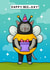 Cute Birthday Card - Cat Dressed As A Bee created by Wafflemamaart