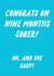 Funny New Baby Card - Nine Months Sober - Baby Boy created by The Marmalade Cat
