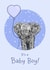 Cute New Baby Card - Elephant - Baby Boy created by Beth Higgins Art