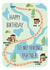 Fun Birthday Card - To My Hiking Partner - Map created by Stuck Shop Gifts