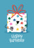 Cute Birthday Card - Smiley Wrapped Present - Star Patterned Paper created by Nicola Watson