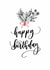 Happy Birthday Card - Line Drawing Flowers & Bow - Brush Lettering Design created by Creative Feel Designs