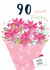 Classic 90th Birthday Card - For Her - Flowers created by Katie Phythian Design