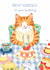 Cute Birthday Card - Cat Eating Cake - Treat Yourself created by Frankie Norman