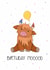 Cute Birthday Card - Birthday Mooood - Highland Cow created by Doris Dishcloth