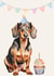 Cute Birthday Card - Party Dachshund - Cupcake created by Bethany Brown