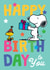 Cute Kids Birthday Card – Snoopy Gift Surprise with Woodstock created by Danilo