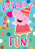 Cute Kids Birthday Card – Peppa Pig with Balloon and Helter Skelter created by Danilo