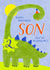 Cute Birthday Card - 2nd - Awesome Son - Dinosaur created by Juniper and Rose Studio