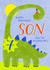 Cute Birthday Card - 7th - Awesome Son - Dinosaur created by Juniper and Rose Studio