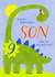 Cute Birthday Card - 9th - Awesome Son - Dinosaur created by Juniper and Rose Studio