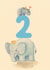 elephant 2nd children's birthday card - blue age number - cute animals created by The Grey Earl