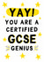 Fun Exams Card - Certified GCSE Genius - Stars created by Gem Draws Stuff
