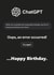 Funny Cheeky Birthday Card - ChatGPT Error created by I Love My Card