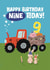 Classic Birthday Card - 9th - Tractor created by Giddy Kipper