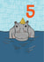 Cute 5th Birthday Card - Hippo - Party Hat created by martha and hepsie ltd