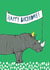 Cute Birthday Card - Rhino - Party Hat created by martha and hepsie ltd