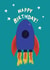 Fun Birthday Card - For Him - Blue Rocket Ship created by martha and hepsie ltd