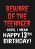 Funny 13th Birthday Card - Beware Of The Teenager created by Violet and Alfie