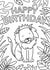 Cute Birthday Card - For Kids - Colouring In Card created by Debbie Daley Illustrations