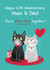 Cute 40th Anniversary Card - Cats - For Parents created by Hannah Jayne Lewin