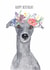 Cute Birthday Card - Whippet - Flowers created by Pippa & Paper