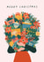 Classic Christmas Card - Festive Gifts - Poinsettia Illustration created by Sad Girl Illustration