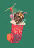 Cute Christmas Card - Joy - Dachshund - Stocking created by Lara Waghorn