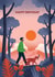 Man and dog birthday card - Classic - Mountain  sunset walk created by Stormy Knight