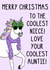 Cute Christmas Card - For Niece - Coolest Auntie - Unicorn created by OhJaye