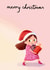 Cute Christmas Card - Little Girl - Santa Hat created by Sophie Kent Illustration