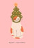 Cute Christmas Card - Grumpy Cat - Festive Tree Hat Cat created by Sad Girl Illustration
