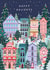 Classic Christmas Card - Festive Winter Village Scene - Snow And Christmas Trees created by Sad Girl Illustration