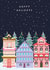 Classic Christmas Card - Happy Holidays - Festive Houses created by Sad Girl Illustration