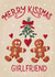 Cute Christmas Card - For Girlfriend - Gingerbread - Kissmas created by Silky Rose Design