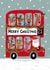 Cute Christmas Card - Santa - Reindeers In A Bus created by Nicola Watson