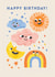 Cute Happy Birthday Card - Weather Kids Birthday Card - Sunshine & Rainbows created by Emily Nash Illustration