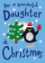 Cute Christmas Card - Wonderful Daughter - Penguin created by @AimeeStevens.Design