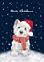 Cute Christmas Card - West Highland Terrier - Santa Hat created by Debbie Daley Illustrations